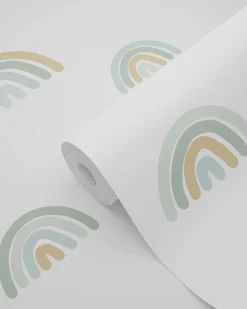 Best Estahome papier peint arcs en ciel vert menthe grisé et bleu gris - 53 cm x 10.05 m - 139254