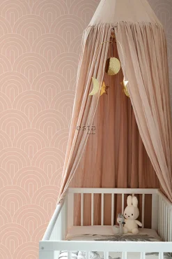 Sale Estahome papier peint art déco rose pêche - 53 cm x 10.05 m - 139218