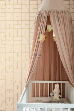 Best Estahome papier peint art déco rose pêche clair et or - 53 cm x 10.05 m - 139206