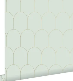 Best Estahome papier peint art déco vert menthe clair et or - 53 cm x 10.05 m - 139202