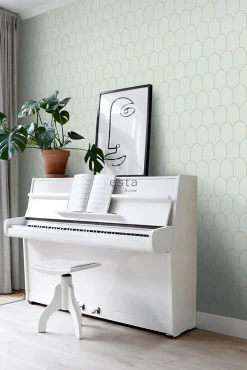 Best Estahome papier peint art déco vert menthe clair et or - 53 cm x 10.05 m - 139202