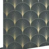 Best Estahome papier peint art déco bleu foncé et or - 53 cm x 10.05 m - 139231