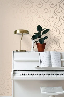 Best Estahome papier peint art déco rose pêche clair et or rose - 53 cm x 10.05 m - 139216