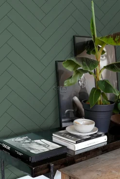 Sale Estahome papier peint chevron vert foncé - 53 cm x 10.05 m - 139222