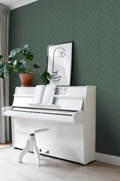 Sale Estahome papier peint chevron vert foncé - 53 cm x 10.05 m - 139222