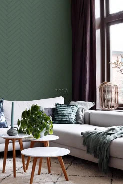 Sale Estahome papier peint chevron vert foncé - 53 cm x 10.05 m - 139222