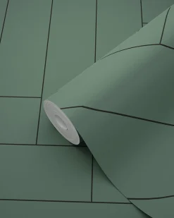 Sale Estahome papier peint chevron vert foncé - 53 cm x 10.05 m - 139222