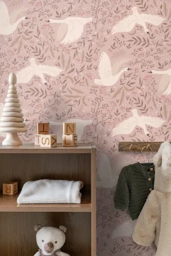 Best Estahome papier peint cygnes vieux rose - 53 cm x 10.05 m - 130958