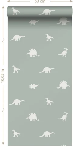 Best Estahome papier peint dinosaures vert menthe grisé - 53 cm x 10.05 m - 139284