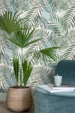Best Estahome papier peint feuilles vert et bleu - 50 x 900 cm - 139820
