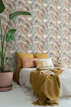 Best Estahome papier peint feuilles beige et vert grisé - 50 x 900 cm - 139822