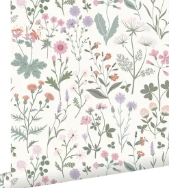 Best Estahome papier peint fleurs des champs violet, rose et vert - 53 cm x 10.05 m - 139482