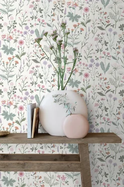 Best Estahome papier peint fleurs des champs violet, rose et vert - 53 cm x 10.05 m - 139482