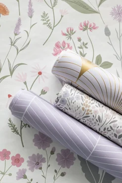 Best Estahome papier peint fleurs des champs violet, rose et vert - 53 cm x 10.05 m - 139482