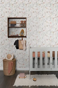 Best Estahome papier peint fleurs des champs rose clair, gris et terracotta - 53 cm x 10.05 m - 139702