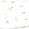 Best Estahome papier peint licornes beige, rose clair et jaune ocre - 50 x 900 cm - 139538