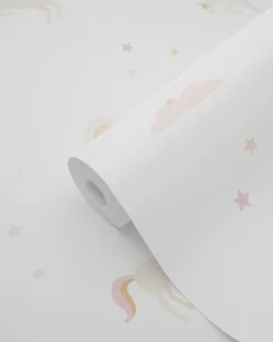 Best Estahome papier peint licornes beige, rose clair et jaune ocre - 50 x 900 cm - 139538