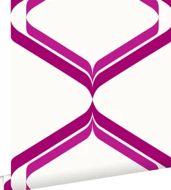 Sale Estahome papier peint ornements au style rétro rose et blanc - 53 cm x 10.05 m - 135443