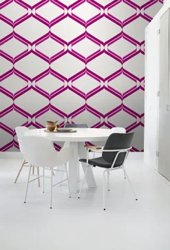 Sale Estahome papier peint ornements au style rétro rose et blanc - 53 cm x 10.05 m - 135443