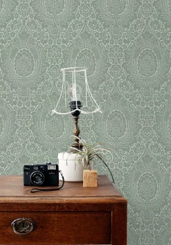 Best Estahome papier peint ornement vert grisé - 50 x 900 cm - 139633