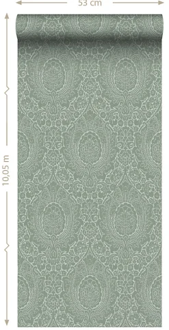 Best Estahome papier peint ornement vert grisé - 50 x 900 cm - 139633