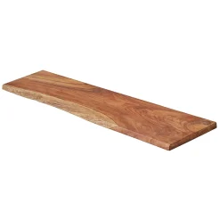 Best Woodbord Etagère Murale en Bois Teck Indo Huilé - Bord Naturel Irrégulier Live Edge - Fixation Inclus - 18x180x1200mm - Etagère de Bureau