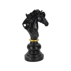 Outlet Mauro Ferretti Figurine échec décoratif en polyrésine noire et dorée Cavalier modèle 1