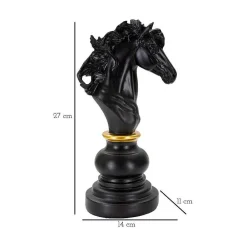 Outlet Mauro Ferretti Figurine échec décoratif en polyrésine noire et dorée Cavalier modèle 1