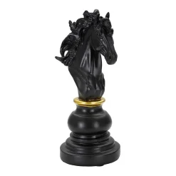 Outlet Mauro Ferretti Figurine échec décoratif en polyrésine noire et dorée Cavalier modèle 1