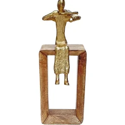 La Grande Prairie Figurine musicien bois doré 11x11x31cm* Statue Décorative