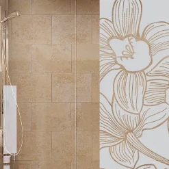Outlet Ambiance Sticker Film Fenêtre Anti Regard Occultant - FLEUR D'ORCHIDÉE - Stickers Autocollant Brise-Vue pour Vitre & Porte de Douche - 55x185cm