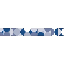 Sale Plage Frise adhésive autocollante Seventies, 5 cm x 300 cm, motif géométrique bleu et blanc, décoration murale intérieure.