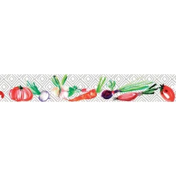 Clearance Plage Frise adhésive décorative Autocollante et veloutée - 5 cm x 300 cm - Motif graphique et légumes colorés - Décoration murale pour i