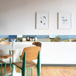 Clearance Plage Frise adhésive Dunes, Mouettes et Cabines de en Bois, 10 cm x 300 cm, Décoration Bord de Mer, 10 cm x 300 cm