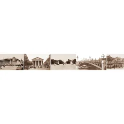 Sale Plage Frise adhésive Paris 10x300cm: Photos d'époque Madeleine, Champs-Élysées, Bourse. Décorez votre intérieur avec cette frise murale