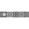 Clearance Plage Frise adhésive 15x300 cm, style carreaux de ciment, gris blanc. Déco murale intérieure.