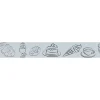 Discount Plage Frise Autocollante Décorative 5 cm x 300 cm - Bleu - Décoration Murale pour Petit Déjeuner : Brioche, Café et Glace