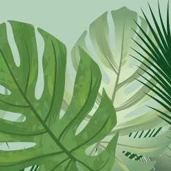 Clearance Plage Frise décorative adhésive, amazonia, motif feuilles tropicals vertes, 5 cm X 300 cm