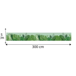 Clearance Plage Frise décorative adhésive, amazonia, motif feuilles tropicals vertes, 5 cm X 300 cm
