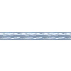 Sale Plage Frise décorative adhésive, lignes horizontales, dessinées, bleu et blanc cassé, 5 cm X 300 cm
