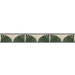 Plage Frise décorative adhésive, motif africain vert, sur fond beige, tendance, exotique, 9 cm X 300 cm* Frise Murale