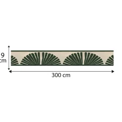 Plage Frise décorative adhésive, motif africain vert, sur fond beige, tendance, exotique, 9 cm X 300 cm* Frise Murale