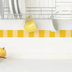 Plage Frise décorative adhésive, rayures verticales larges, jaune, motif géométrique, 5 cm X 300 cm* Frise Murale