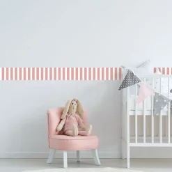 Plage Frise décorative adhésive, rose pâle apaisant, dans la tendance rayure, 10 cm X 300 cm* Frise Murale