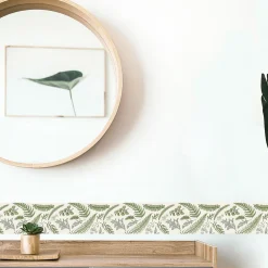 Plage Frise décorative adhésive, setermoen, illustration des feuilles botaniques vertes, 9 cm X 300 cm* Frise Murale
