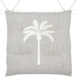 New Lovely Casa Galette de chaise brodée motif palmier (38x38 cm - Gris)
