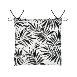 Clearance Lovely Casa Galette de chaise carrée feuillage tropical en coton (38x38 cm - Ecru)
