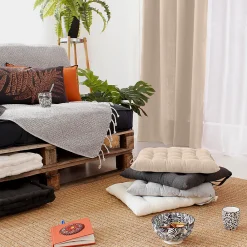 Clearance Home Maison Galette de chaise en coton recyclé (38x38 cm - Gris Foncé)