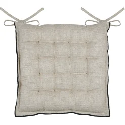New Lovely Casa Galette de chaise en poly-lin avec finitions passepoil (38x38 cm - Naturel)