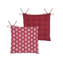 Lovely Casa Galette de chaise esprit chalet traditionnel en coton (38x38 cm - Rouge)* Galette De Chaise
